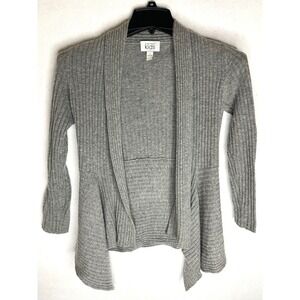 Kids cashmere sweater grey‎ size 12 Draped Front 80% wool 20% cashmere